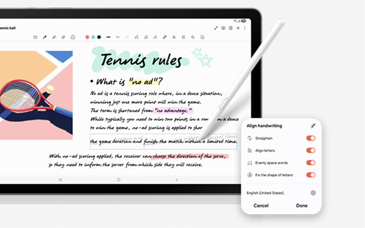 Illustration demonstrating use of the S Pen