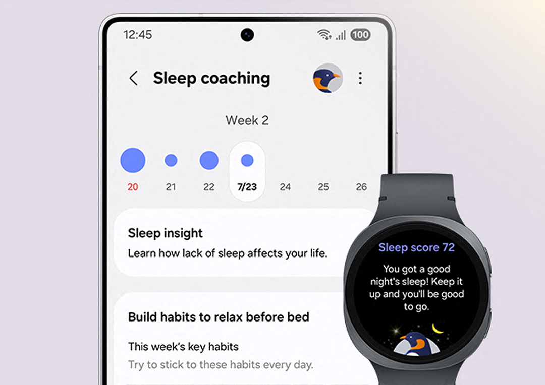 An image showing sleep data on connected phone where watch8 is also in iframe