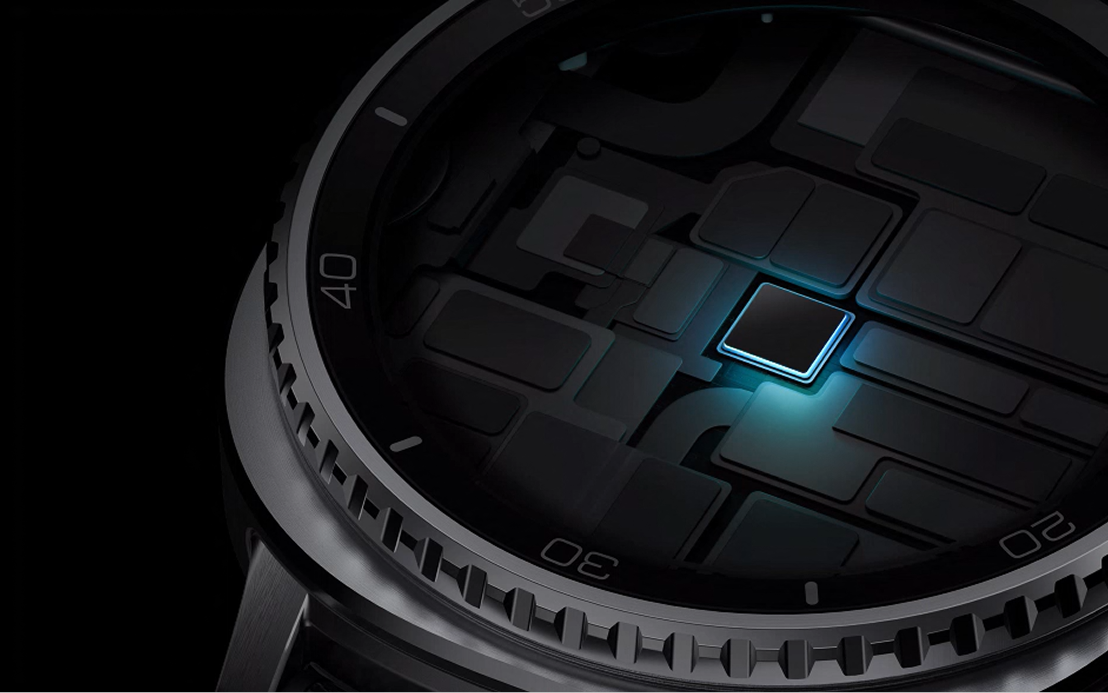 A close up of the Watch8 processor chip 