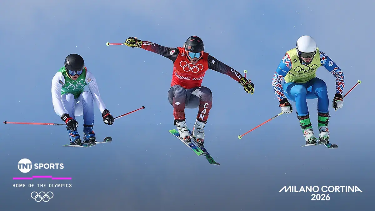 Freestyle skiing in the Olympic Winter Games on Virgin TV.