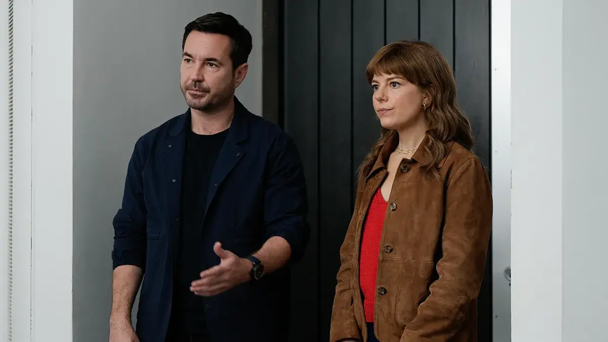 Martin Compston and Aimee-Ffion Edwards in The Revenge Club on Paramount+.