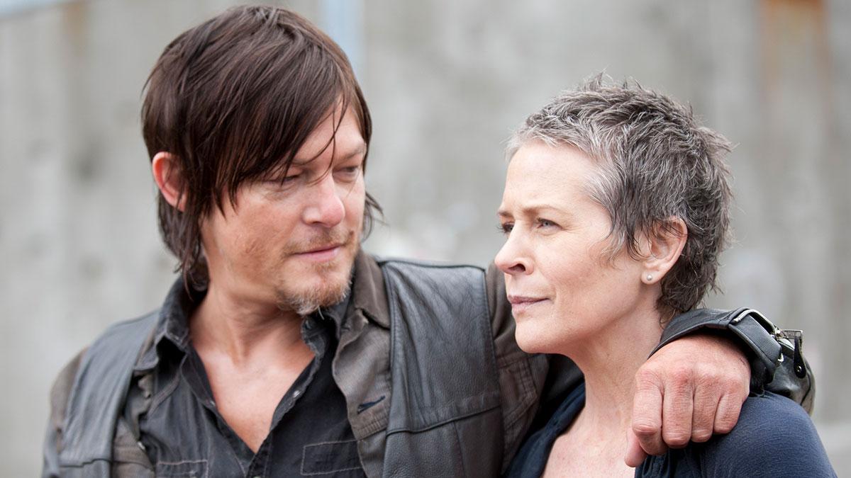 Daryl and Carol share a moment of humour in The Walking Dead.