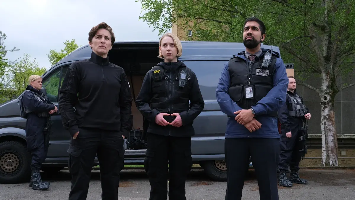 Vicky McClure reunites with her Trigger Point co-stars Maisie Ayres and Maanuv Thiara.