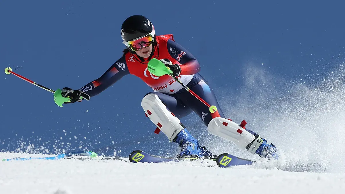 GB visually impaired skier Menna Fitzpatrick. Watch the Paralympic Winter Games on Virgin TV.