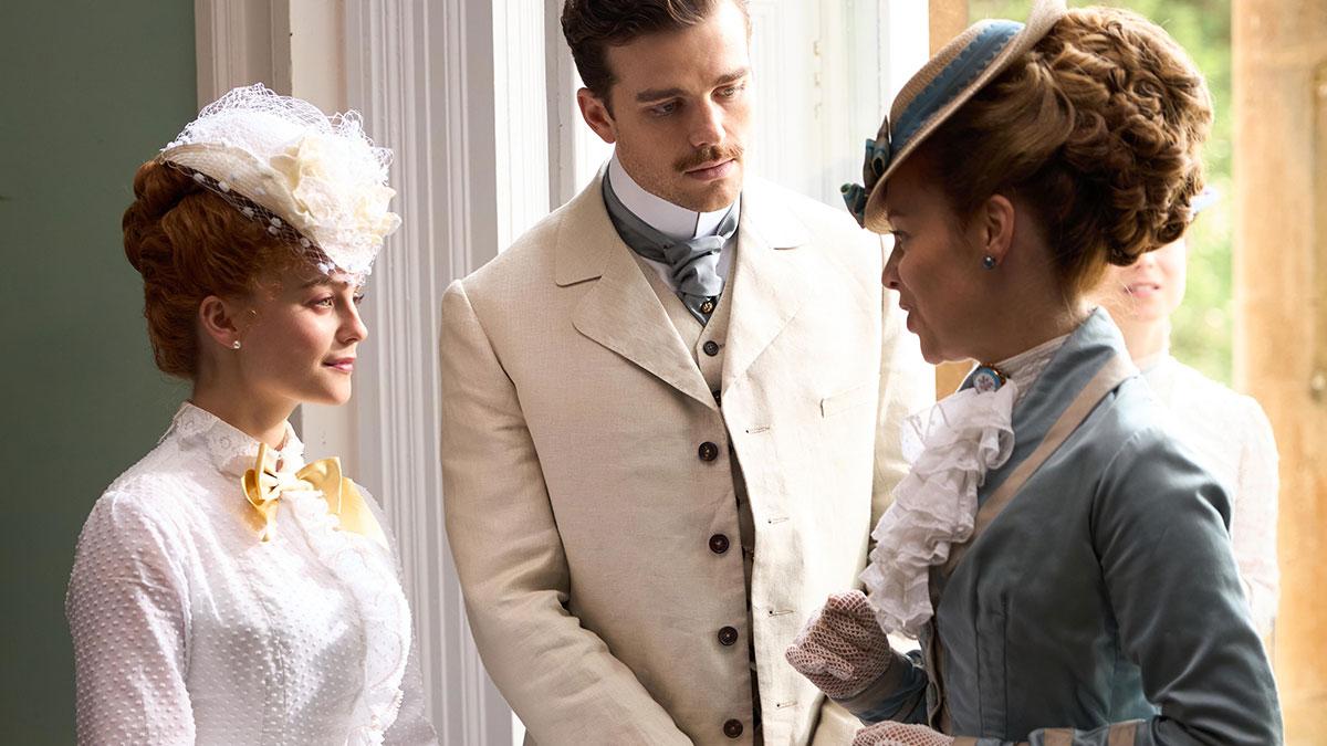 Millie Gibson, Joshua Orpin and Fiona Button in The Forsytes.