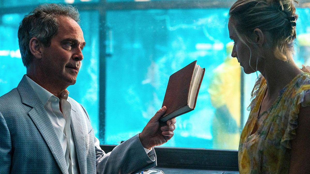 Tom Hollander in action as Cameron Beck on set of The Iris Affair.