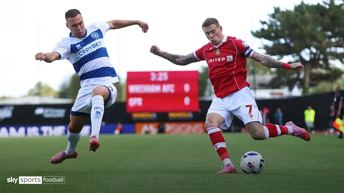 James McClean of Wrexham (right), who face Cardiff City in the EFL Cup, live on Sky Sports this month.