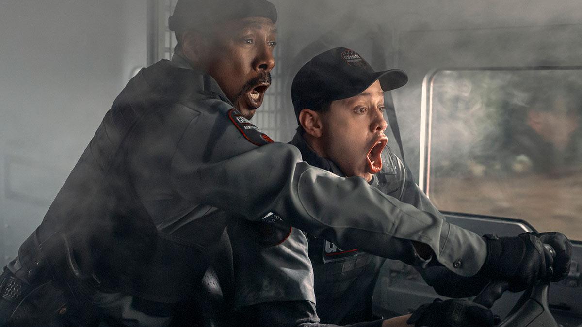 Eddie Murphy and Pete Davidson in The Pickup. Watch it in Apps > Prime Video.