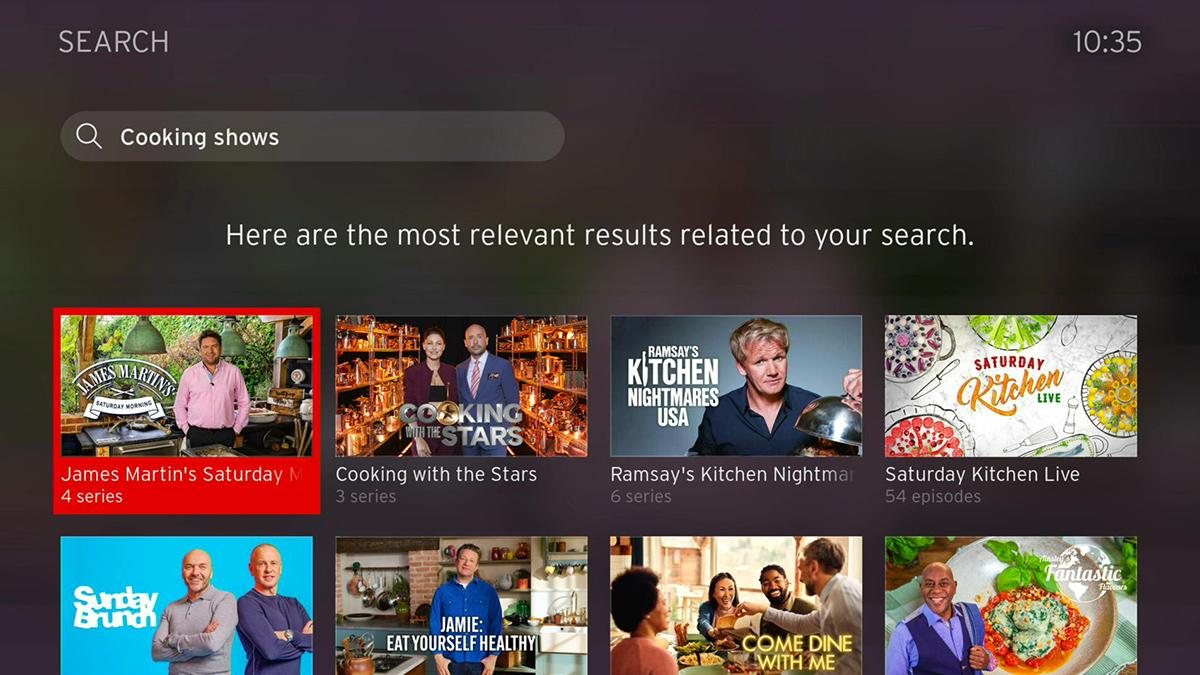 Try typing or saying “cooking shows”.