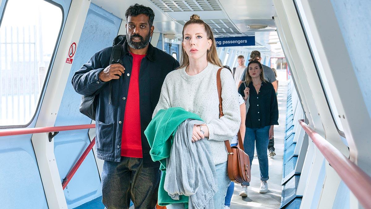 Romesh Ranganathan and Katherine Ryan in Romantic Getaway.