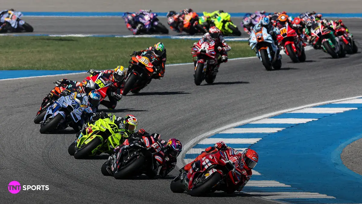 Moto GP action on TNT Sports.