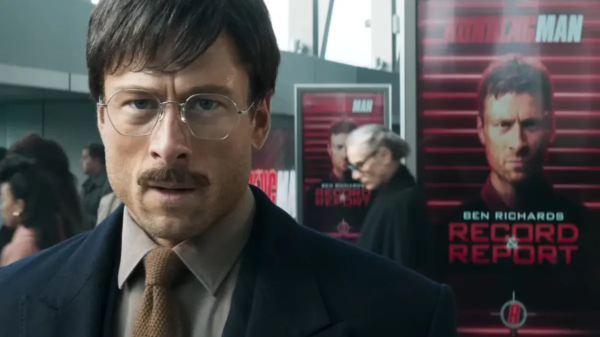 Glen Powell in The Running Man, on Sky Cinema this month.