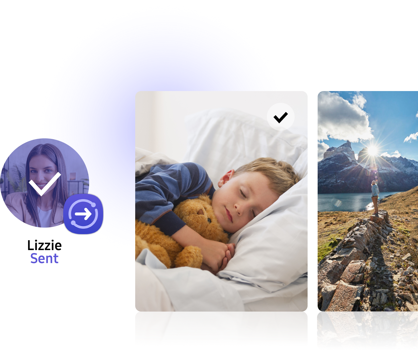a range of 3 photos showcasing a how QuickShare has been utilized by sending photos.
