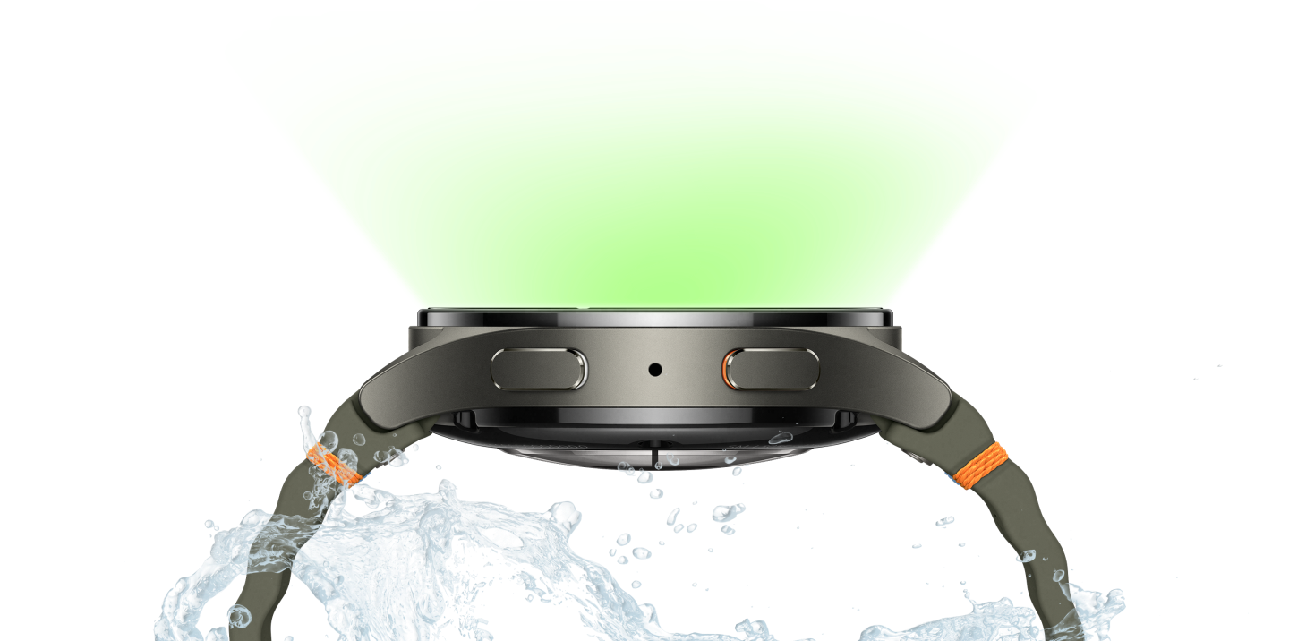 Watch emerging from water with a stickman running on the top