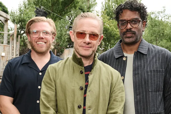 Martin Freeman guest stars in the new series of Rob & Romesh Vs on Sky Max.