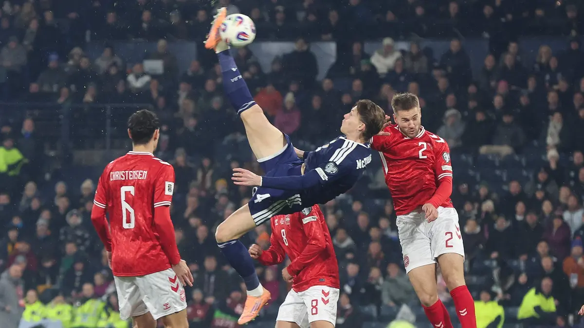 Scotland's Scott McTominay scores a spectacular goal in the World Cup qualifying play-off final. Don't miss the World Cup and more live sport on Virgin TV.