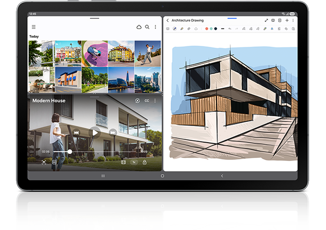 Illustration showing the Tab S10 Lite multitasking