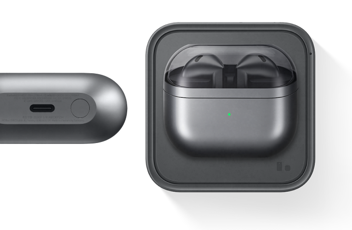 Buds3 in charging case showcasing the battery capacity