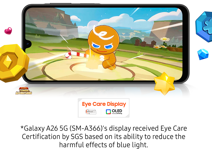 Display showcasing tower adventures gaming featuring eye care display