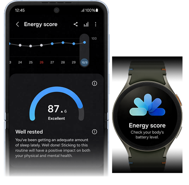 Energy score application for phone and watch