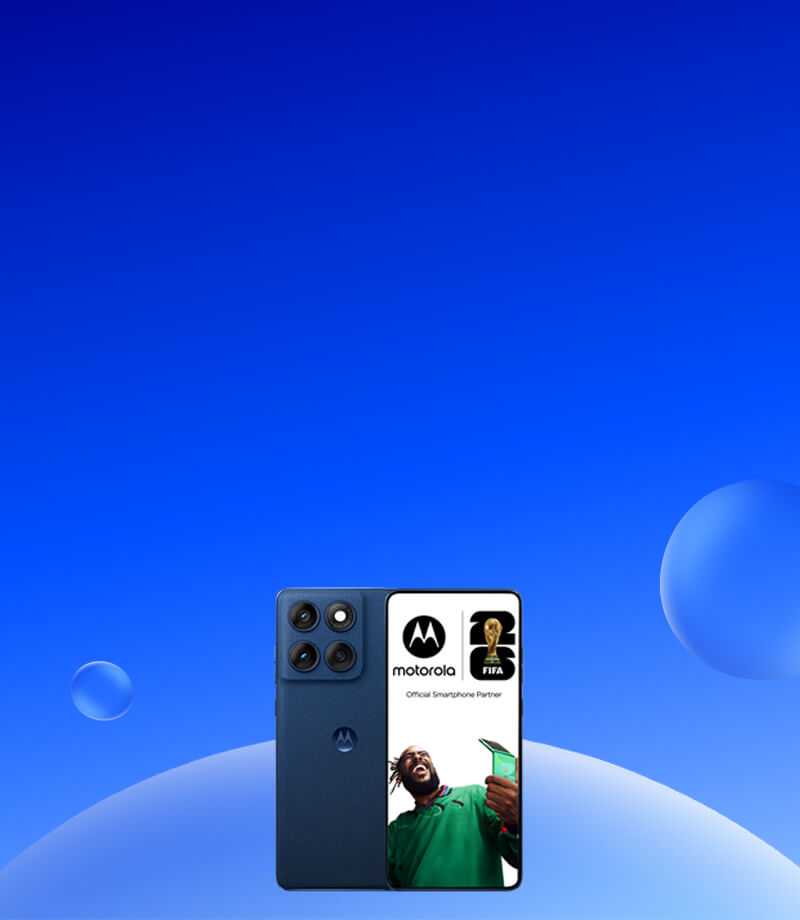Motorola phone on blue background
