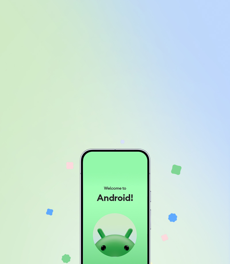Generic phone with 'Welcome to Android' screen