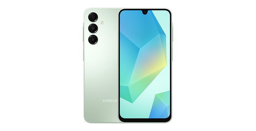 A smartphone showing the back and front views