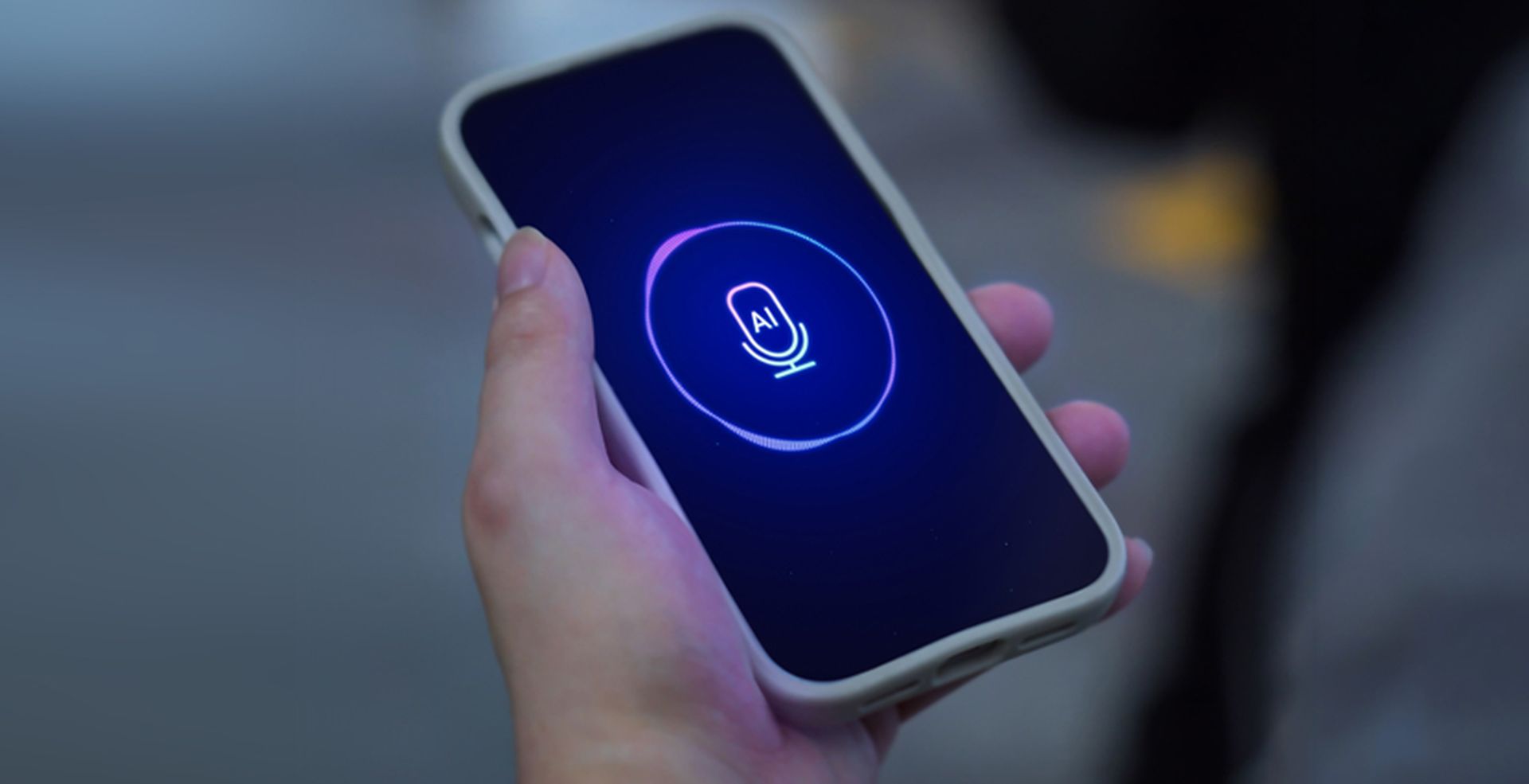 Hand holding an AI smartphone