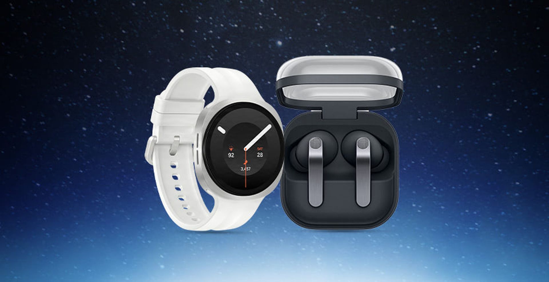 Smartwatch and  a pair of wireless earbuds