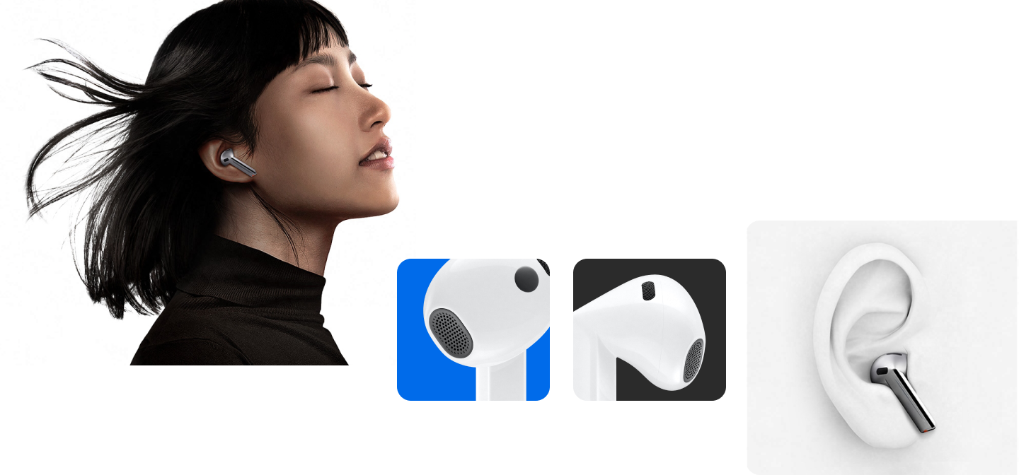 Woman with earbud on her ear listening to music with ease